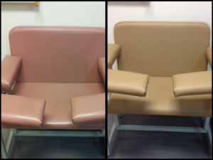 Recovered Blood Draw Chair with new vinyl for a local medical clinic.