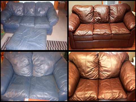 Redye and Color Change of Leather Living Room Set