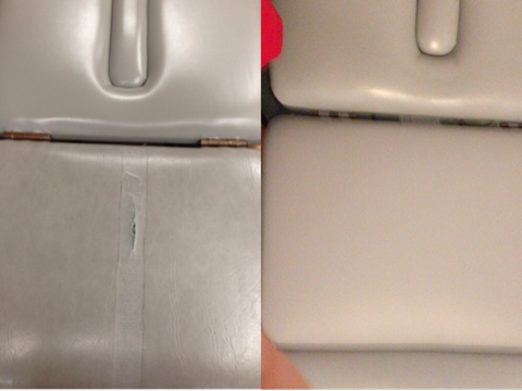 Recovery of sections of Physical Therapy table with new vinyl
