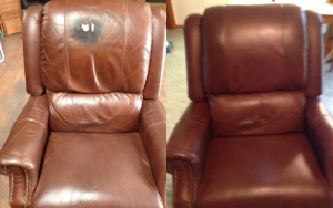 Leather chair damaged by head oils
