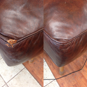 Pet damage to leather couch cushion
