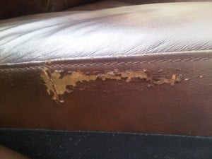 Leather sofa cushion flaking dye repair