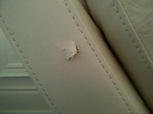 Leather chaise tear repair