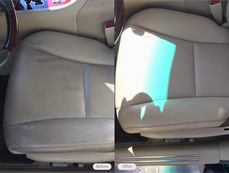 Photo Drivers leather seat on a Lexus LS 460 restored in Tampa Florida