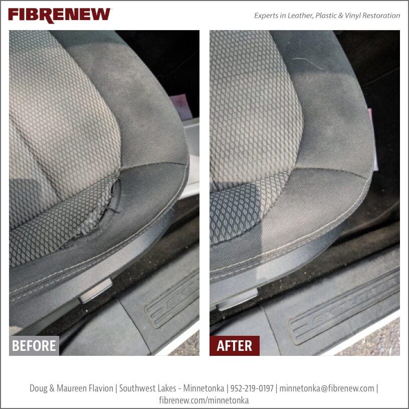 Before and after of a repair I did on a vinyl seat bolster : r/AutoDetailing