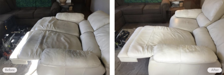genuine leather couch cleaned with a 2-step kit