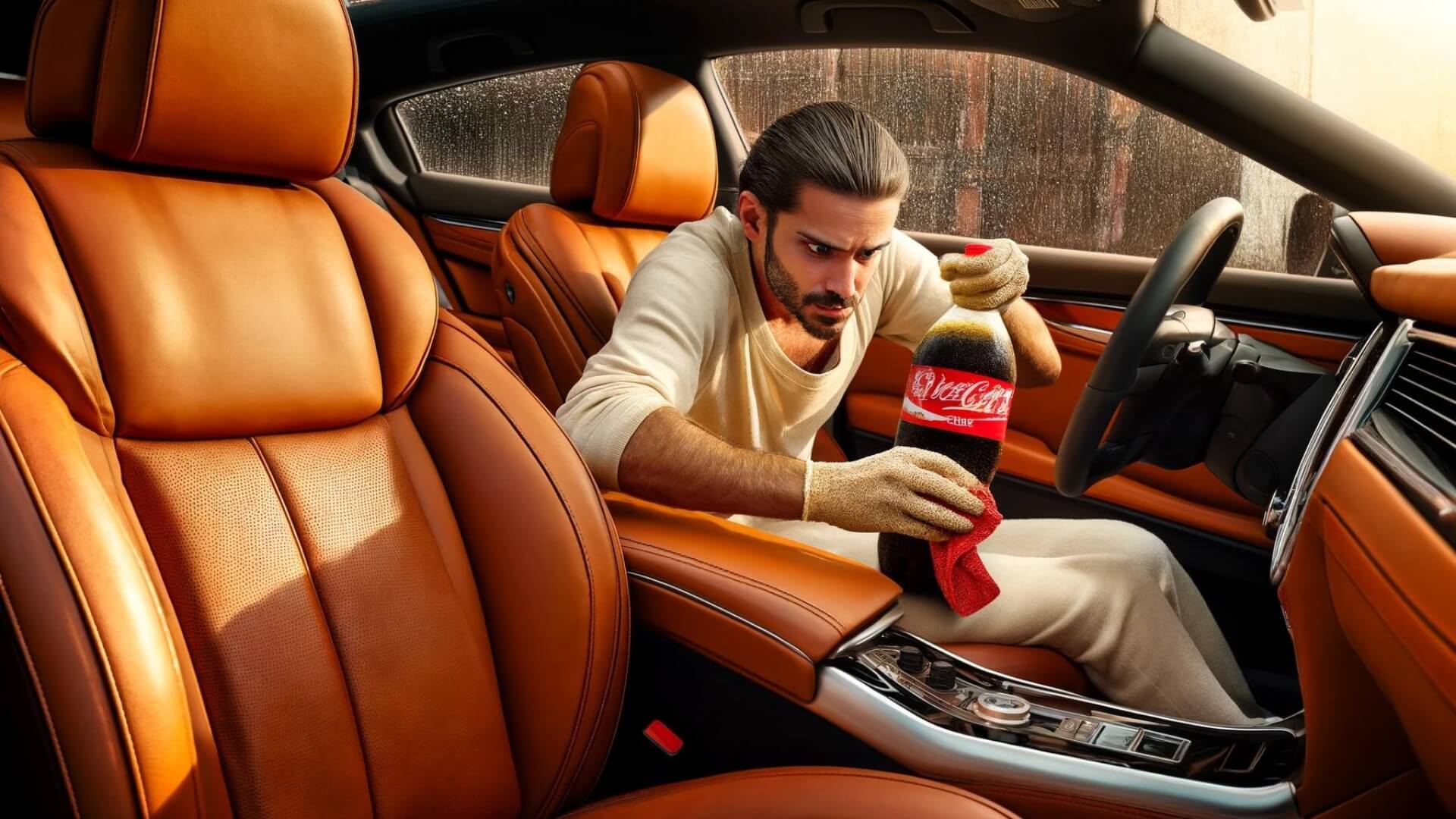 a man reflects on the consequences of using coca-cola to condition his leather car seats