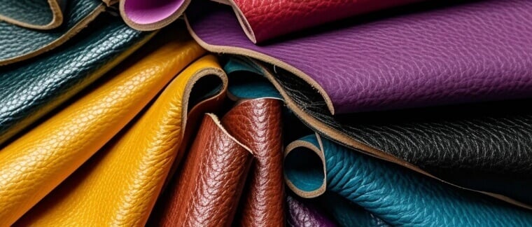 colorful scraps of polyurethane leather