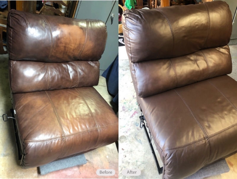 Photo Ashley Furniture Repair and redye leather sectional Fibrenew
