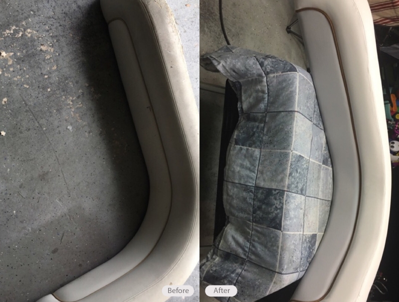 Photo Reupholstered a set of boat seats from a Wellcraft 290