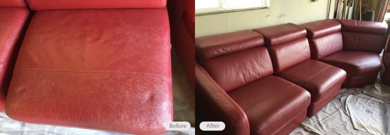 Red Couch Repair Slideshow - THE LEATHER REPAIR SPECIALIST