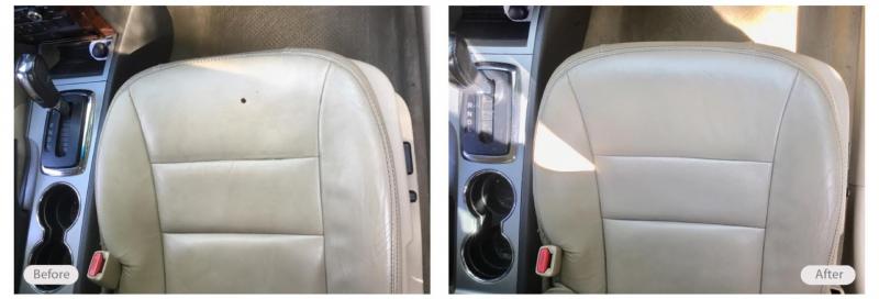 Vehicle seat cigarette burn repaired