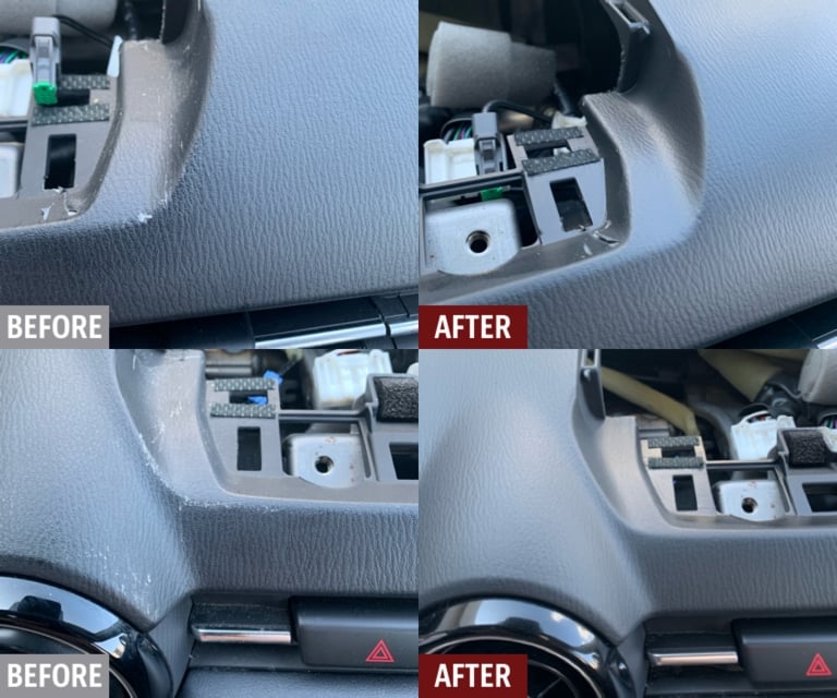 Mazda 3 dashboard plastic damage restoration