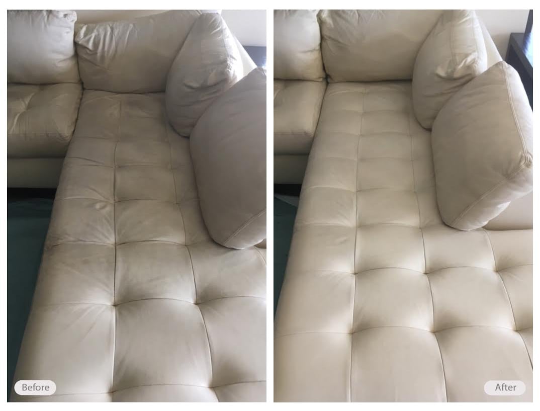 Leather couch cleaning and protecting service