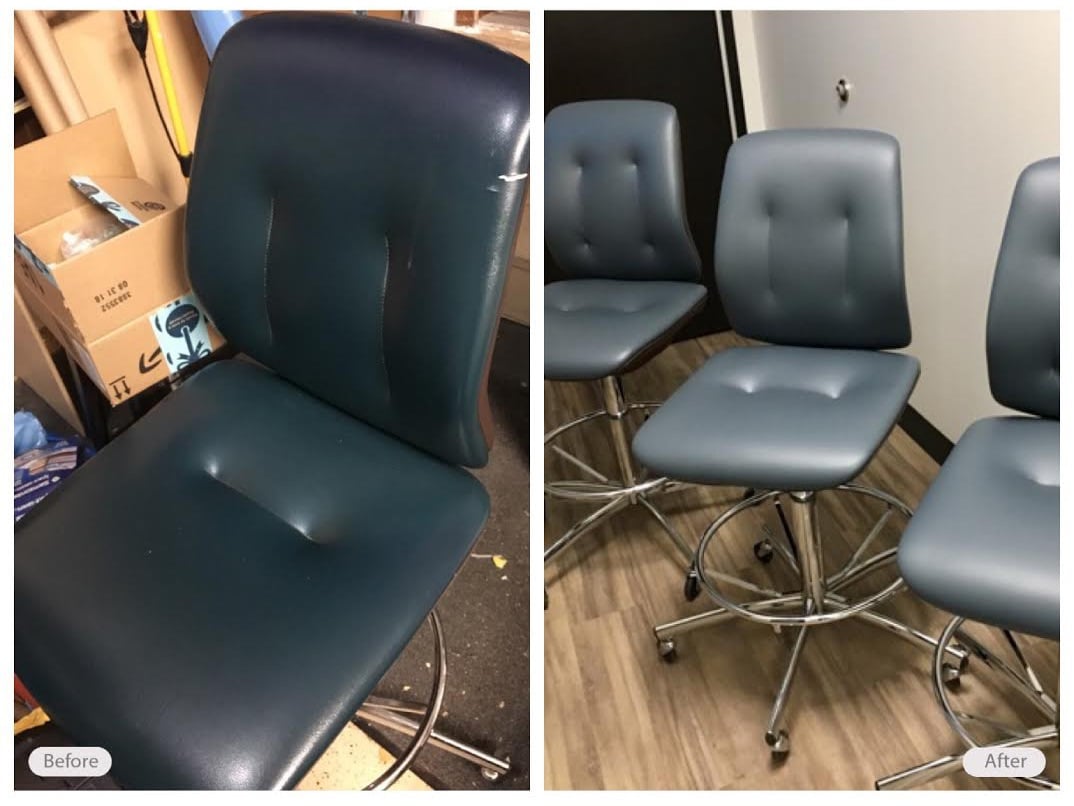 Vinyl office chairs restored and back in use again