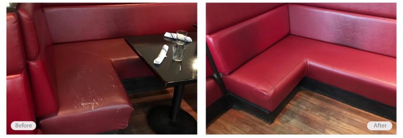 Damaged restaurant seating repaired and looking great again