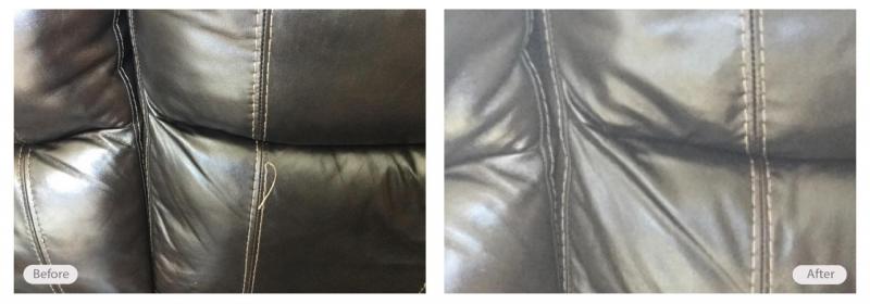 Leather furniture stitching repaired