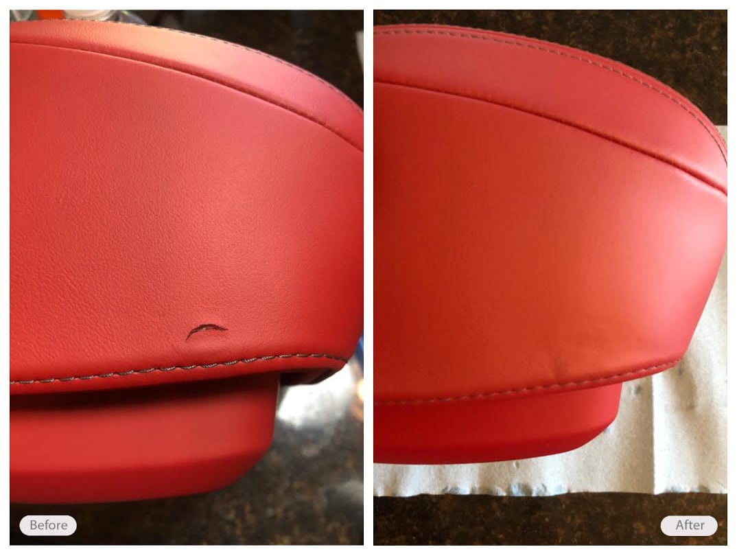 Vinyl boat seat repaired and re-dyed 