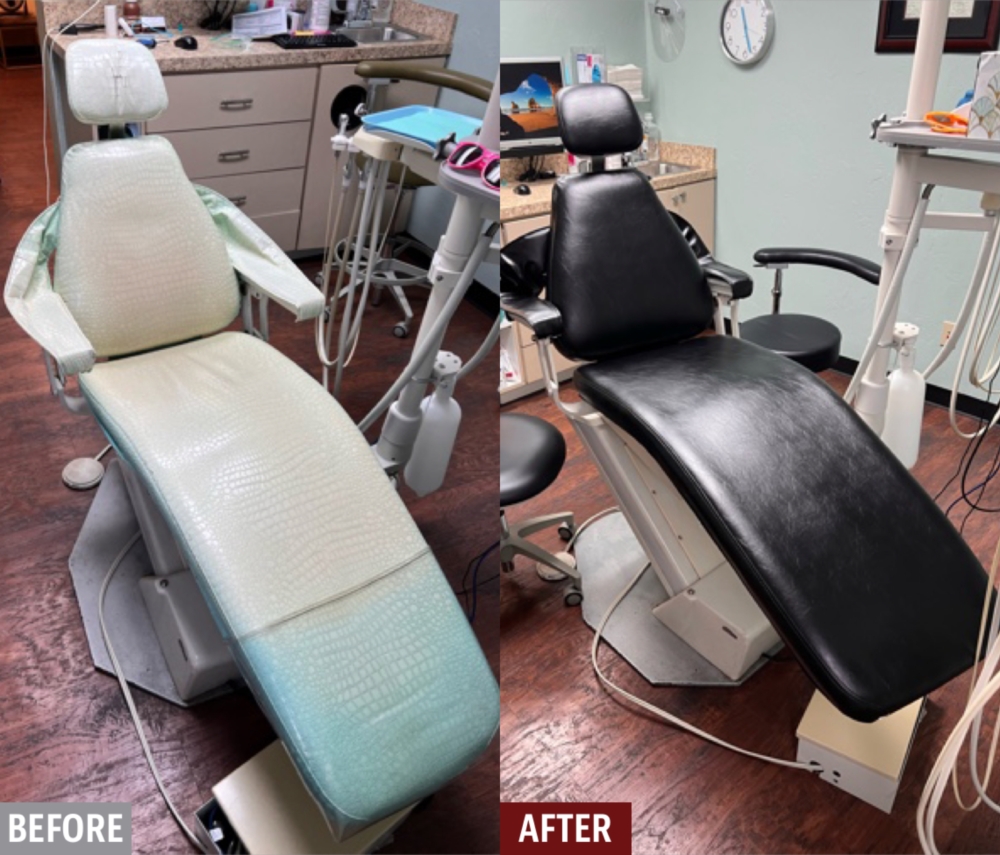 Sometimes something old needs to go but you dont want the expense of replacing it. Renew it!  This dental chair was reupholstered and will give many more years of service. 
