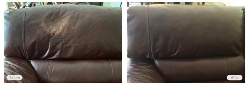 Leather recliner stain removed and redyed