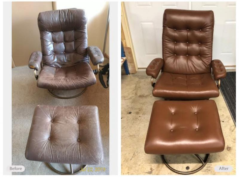 Leather chair redye and restoration