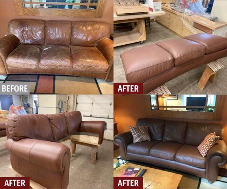 Natuzzi leather sofa restoration